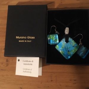Venetian Murano Glass Pendant and Earrings